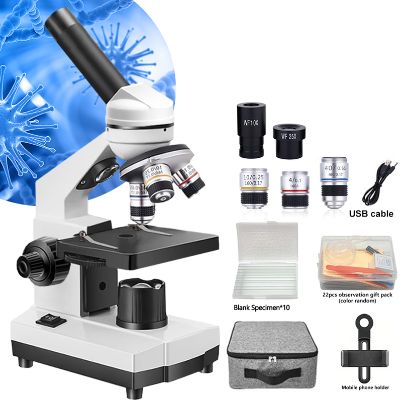 Microscope Compound 40X - Przenośny mikroskop optyczny biologiczny, mikroskop edukacyjny